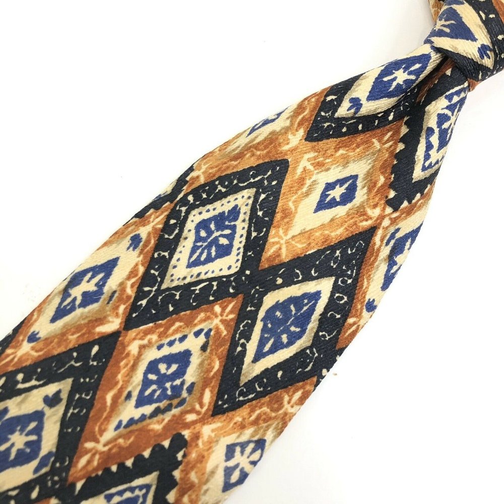 HUGO BOSS Beige Blue Tie Silk Classic Abstract